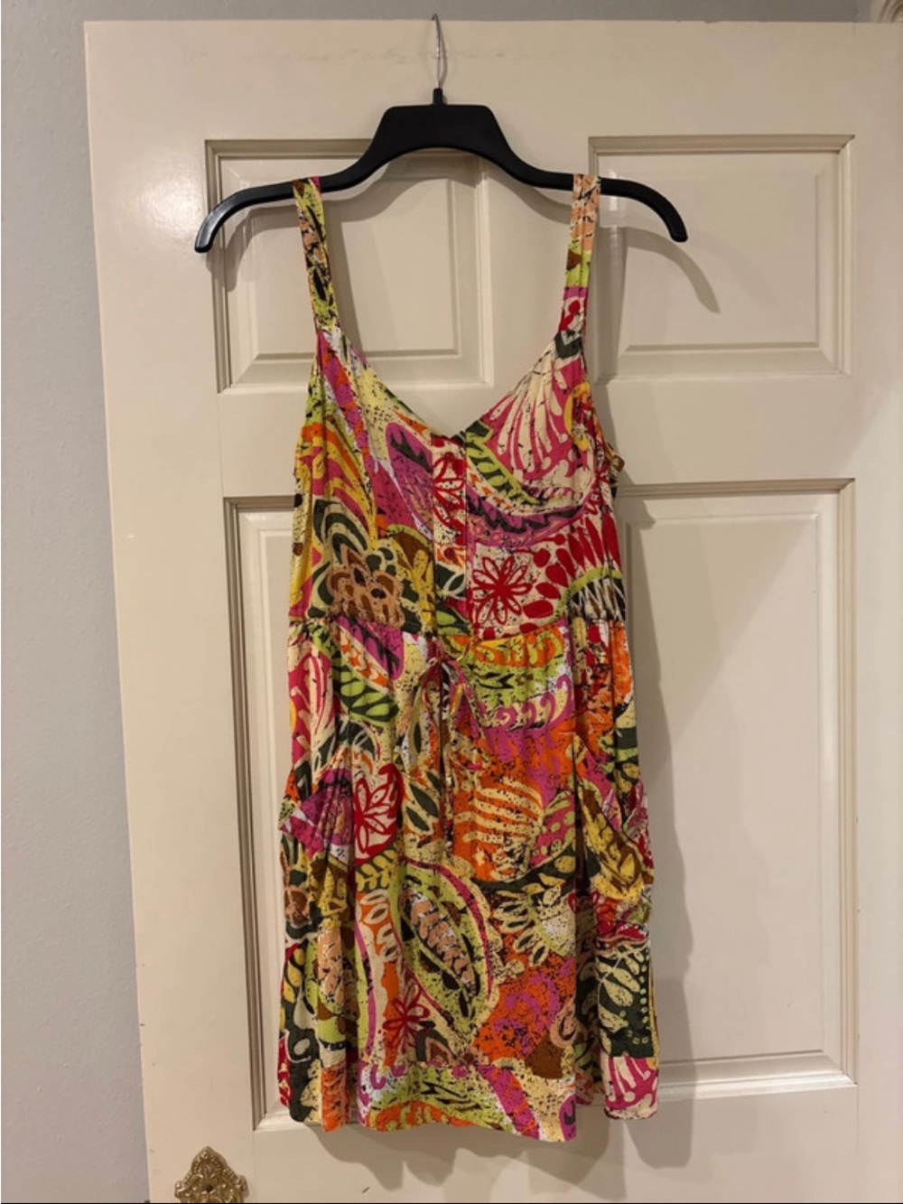 Joy Joy Bright Floral Paisley Mini Dress in Pink Orange Yellow Green Black